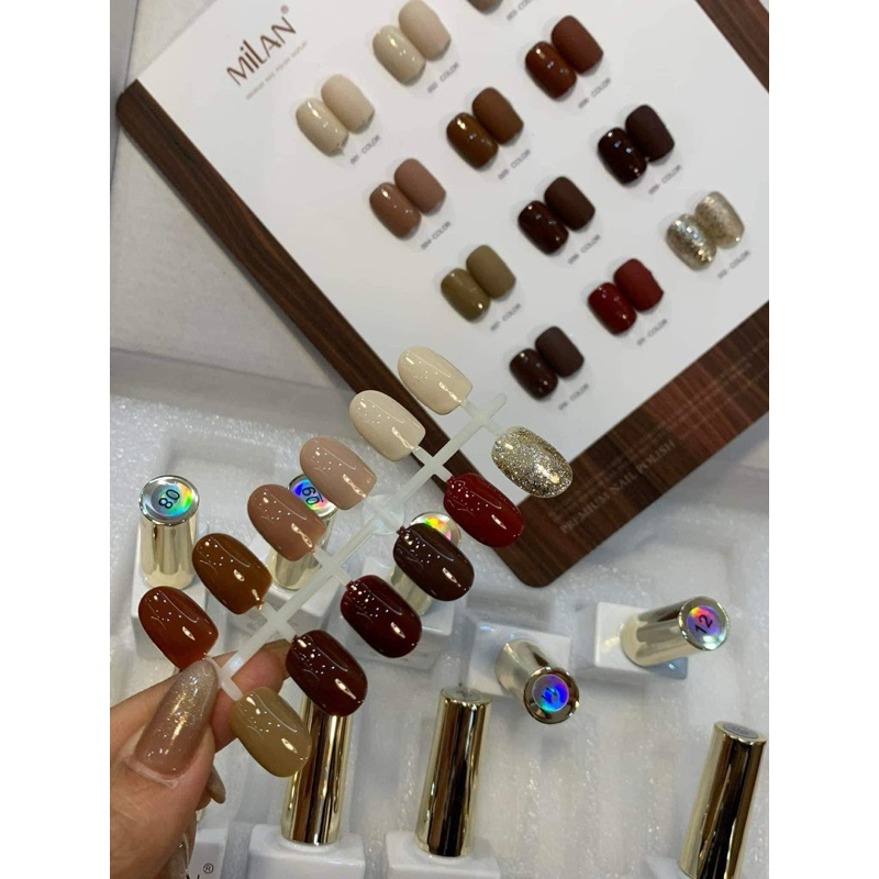 socola น้ำตาล ใช้ดีสีแน่นค่ะใช้ดีมากค่ะMilan 15ml 12สี