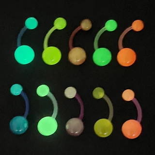 จิวสะดือ เรืองแสง ก้านอะคริลิคซิลิโคน Luminous Acrylic Navel Ring Luminous Navel Nail Soft Pole