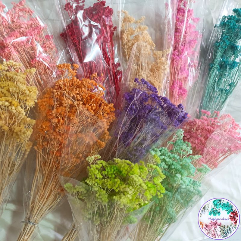 อะคีเลียดอกไม้แห้งมีหลายโทนสีกำใหญ่พร้อมส่ง