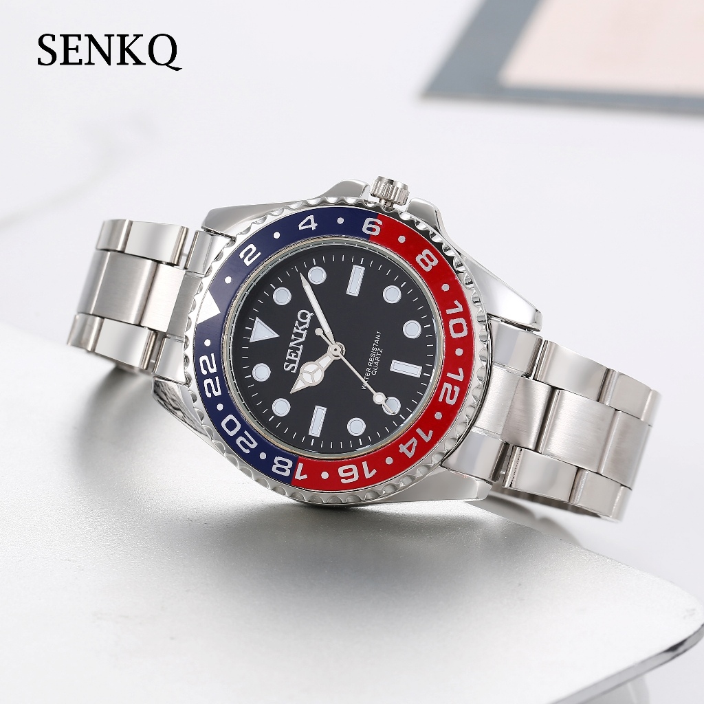 นาฬิกาผู้ชาย SENKQ กันน้ํา สายสแตนเลส นาฬิกาแฟชั่น นาฬิกาควอทซ์ รุ่น LH-G2