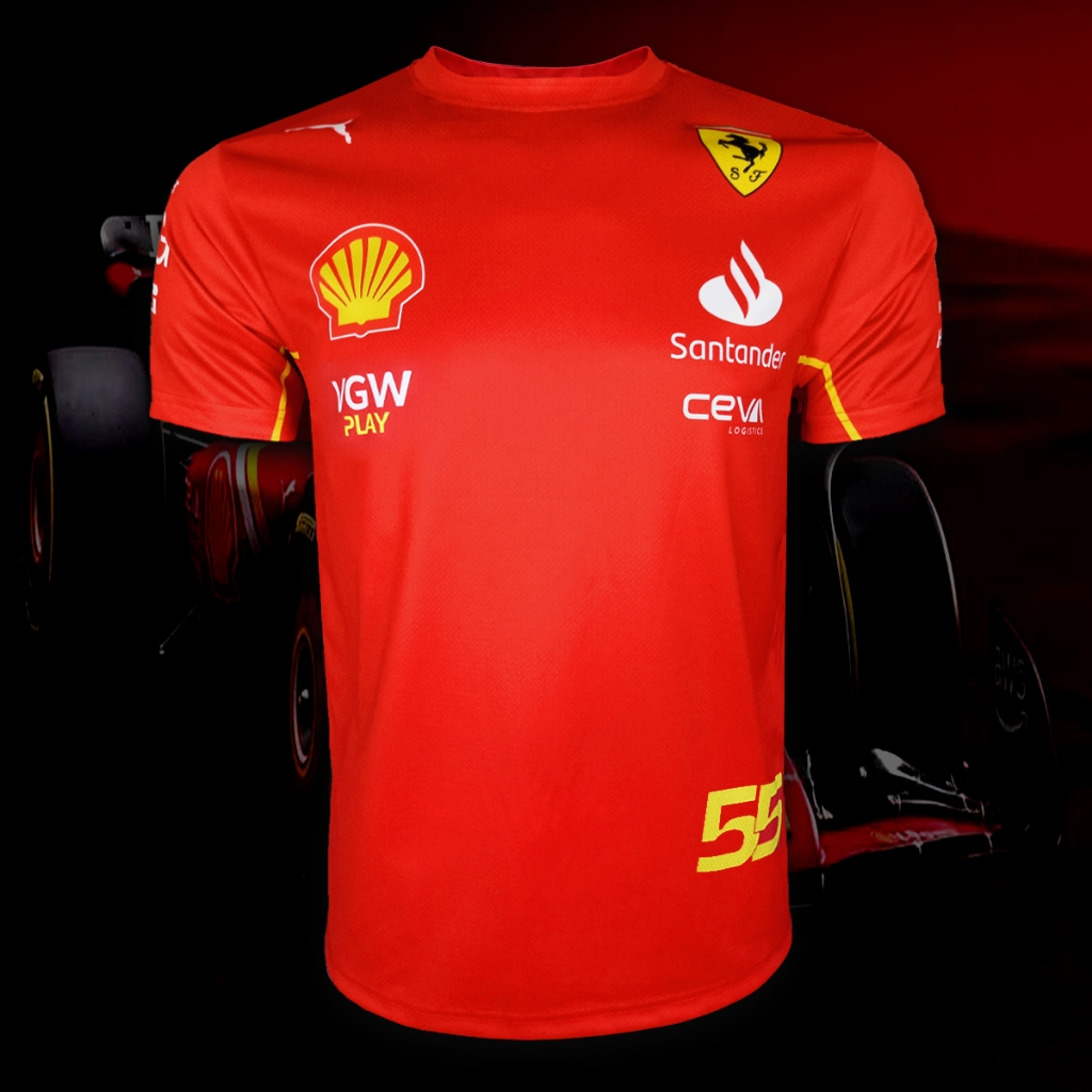 เสื้อยืดคอกลม T-Shirt F1 เสื้อยืดเอฟวัน ทีม เฟอร์รารี่ เอฟวัน 2024 #FM0094 พิมพ์ทั้งตัว ไซส์ S-5XL