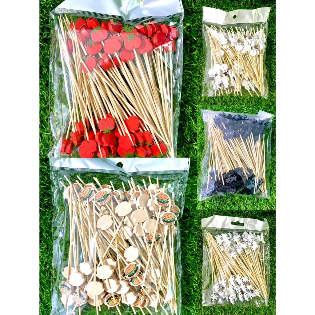 Greenearth ไม้จิ้มคอกเทล ไม้จิ้มแฟนซี ความยาว12ซม. (แพ็คละ100ชิ้น) ราคา ถูกที่สุด ดีลบีเคเค