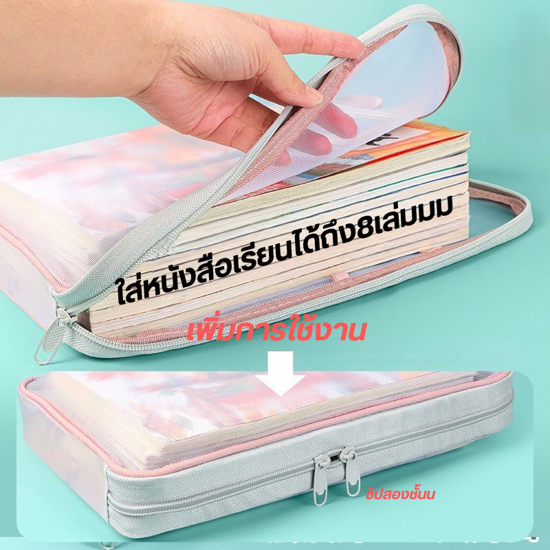กระเป๋าถือ ผ้าตาข่าย แบบหนา ขนาด A4 สีโปร่งใส สําหรับใส่เอกสาร ลด50%