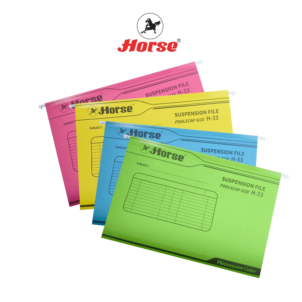 HORSE (ตราม้า) แฟ้มแขวน ปกกระดาษ สีสะท้อนแสง ตราม้า H-33 ขนาด  F/C ตราม้า    จำนวน 1 เล่ม