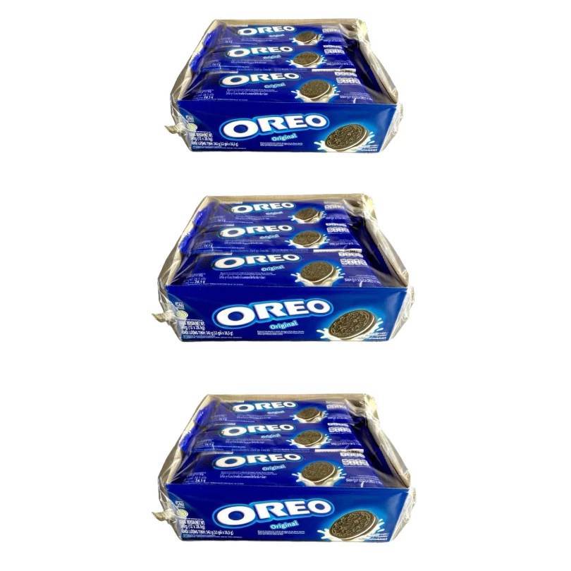 (ส่งฟรี) OREO, ออริโอ คุกกี้ แซนวิช สอดไส้ครีมกลิ่นวนิลา 27.6 กรัมx12ซอง ( 3แพ็ค)