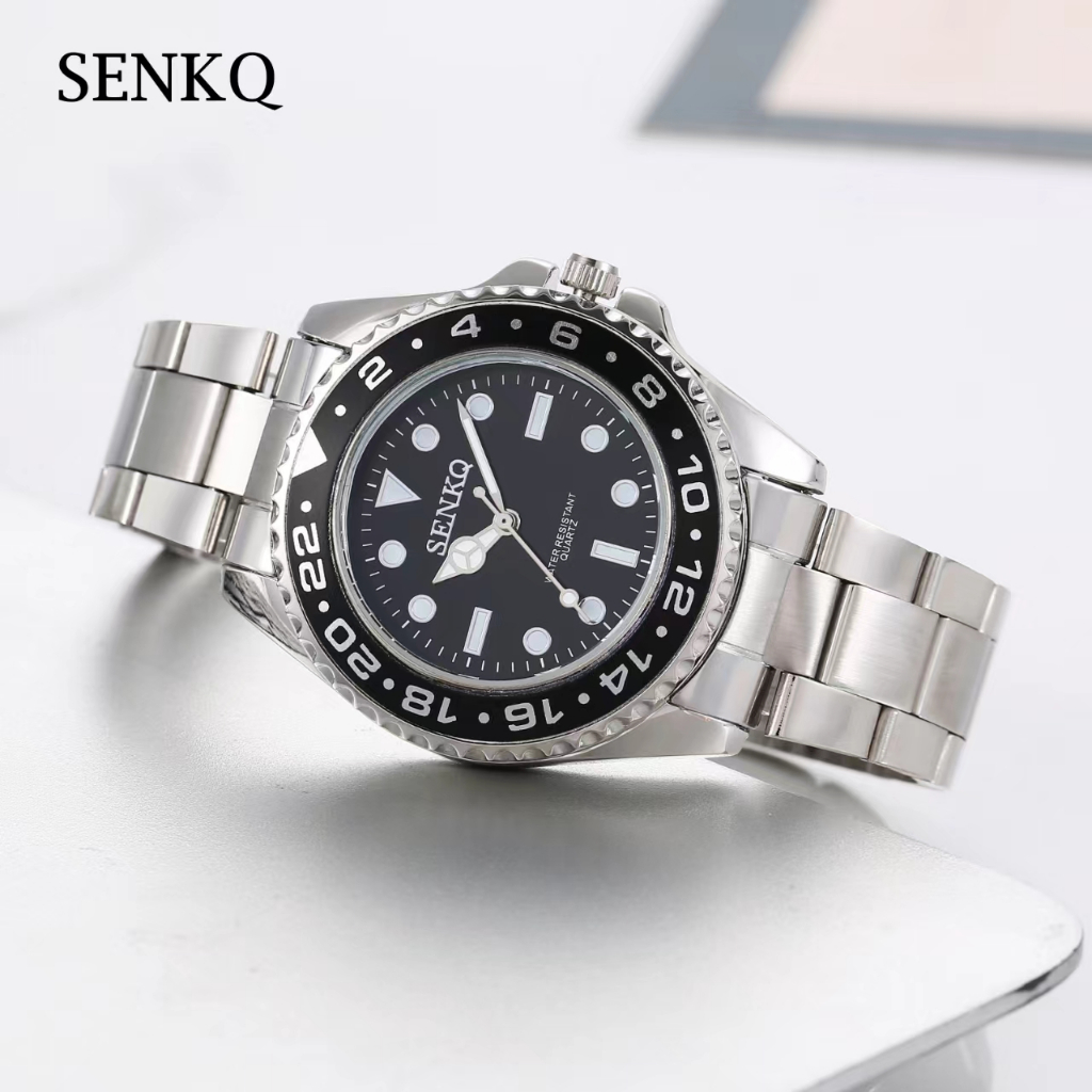 นาฬิกาผู้ชาย SENKQ กันน้ํา สายสแตนเลส นาฬิกาแฟชั่น นาฬิกาควอทซ์ รุ่น G2