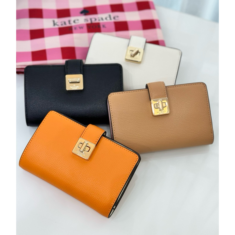Kate Spade Phoebe Refined Leather Medium Wallet Black KF534