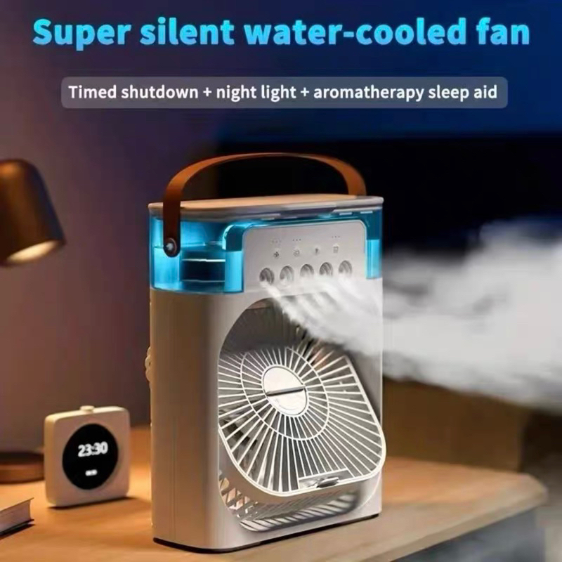 พร้อมส่ง พัดลมไอน้ำเย็น 3 in 1 Mini พกพา เครื่องฟอกอากาศสเปรย์คูลเลอร์ที่มี ไฟ LED 7