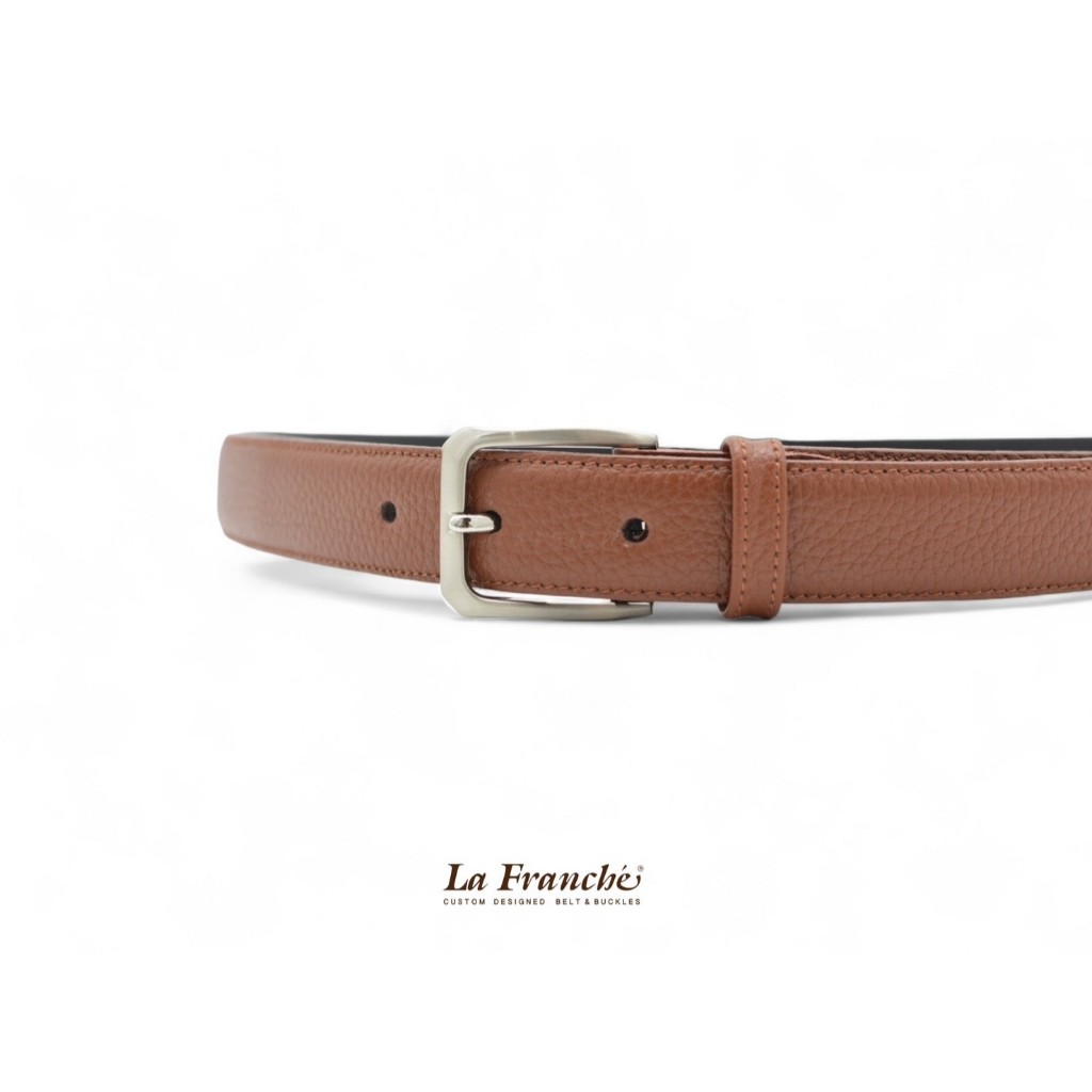 La Franche حزام جلد بقري Pebble بني مع إبزيم — صورة 2