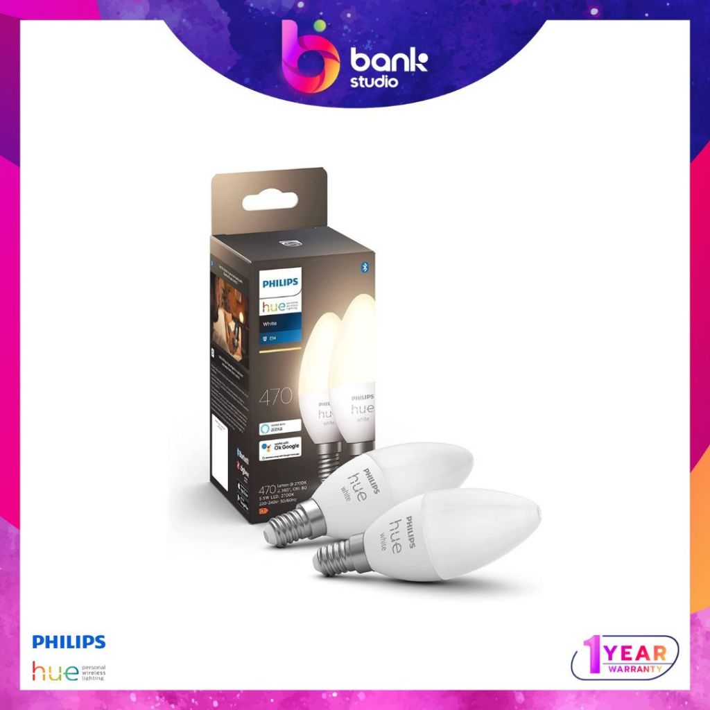 (ประกัน 1ปี) หลอดไฟ E14 Philips Hue White – E14 smart bulb
