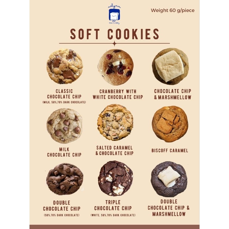 คุกกี้นิ่ม (Soft and chewy cookies) **ขั้นต่ำ 2 ชิ้นค่ะ**
