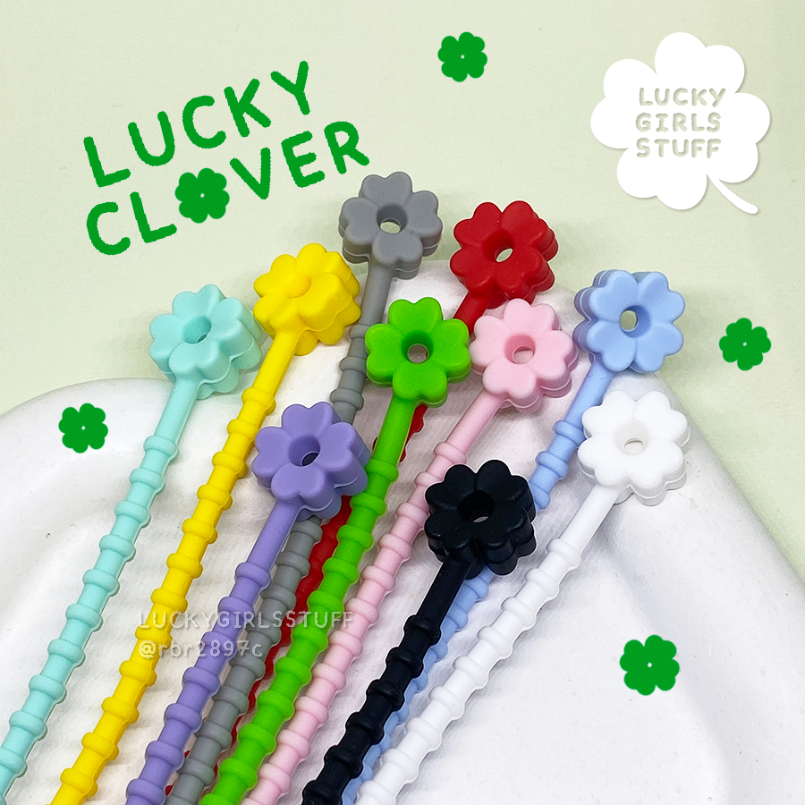 🍀 LUCKY CLOVER สายคล้องซิลิโคนใบโคลเวอร์ 21.5 cm. รบกวนสั่งรวมกับของในร้านให้มากกว่า1ชิ้น