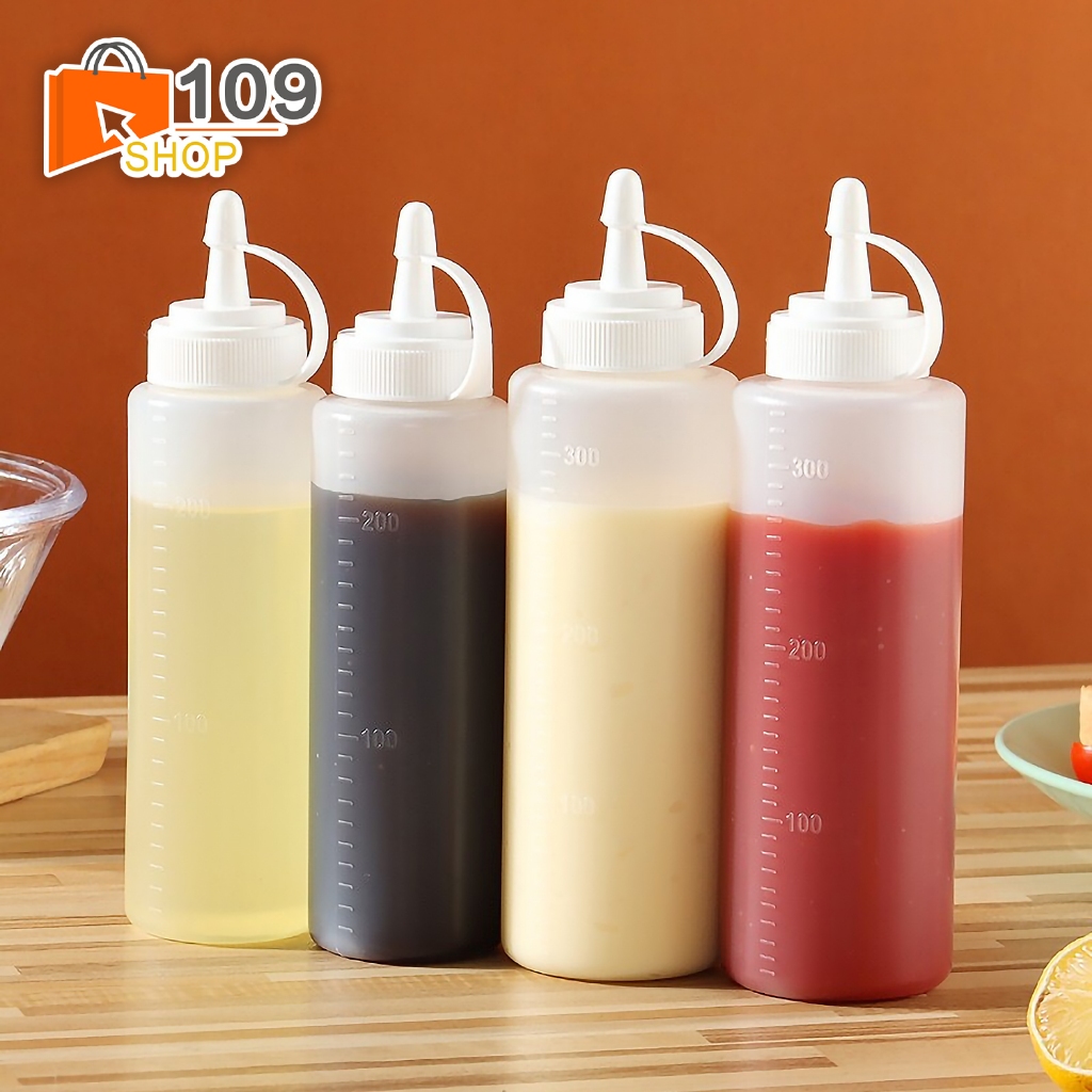 ขวดใส่ซอส ปลายขวดเเหลม มีจุกปิดเเน่นไม่หกเลอะเทอะ มี6ขนาดให้เลือก 250ml-900ml