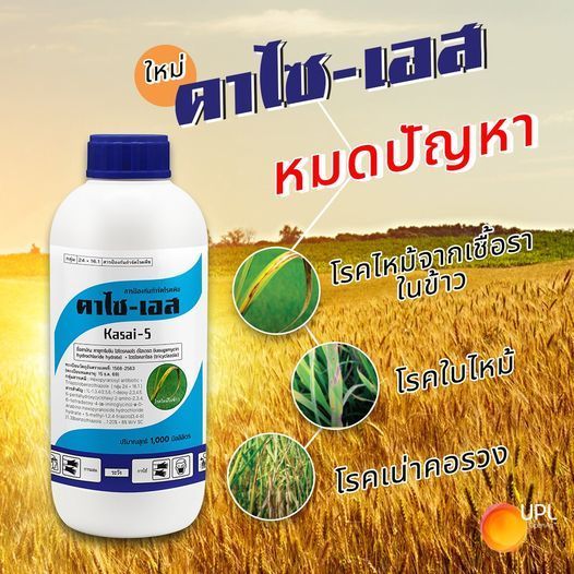 คาไซ-เอส UPL ขนาด 1 ลิตร  สารป้องกันกำจัดเชื้อราและแบคทีเรียชนิดดูดซึม โรคกาบใบแห้ง ใบใหม้ เน่าคอรวง