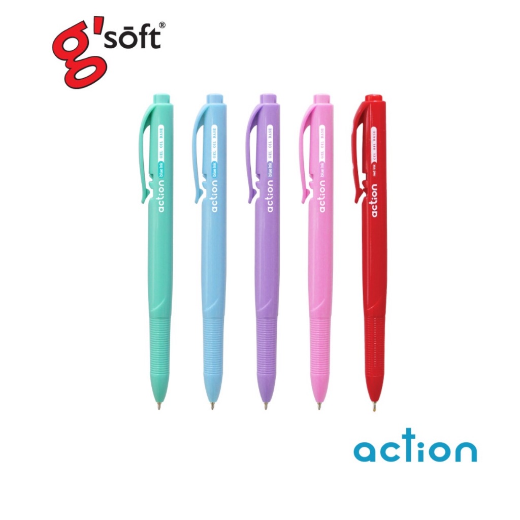 ปากกา ลูกลื่น จีซอฟ g'soft action ขนาด0.5มม.(1กล่อง 12 ด้าม) คละสี