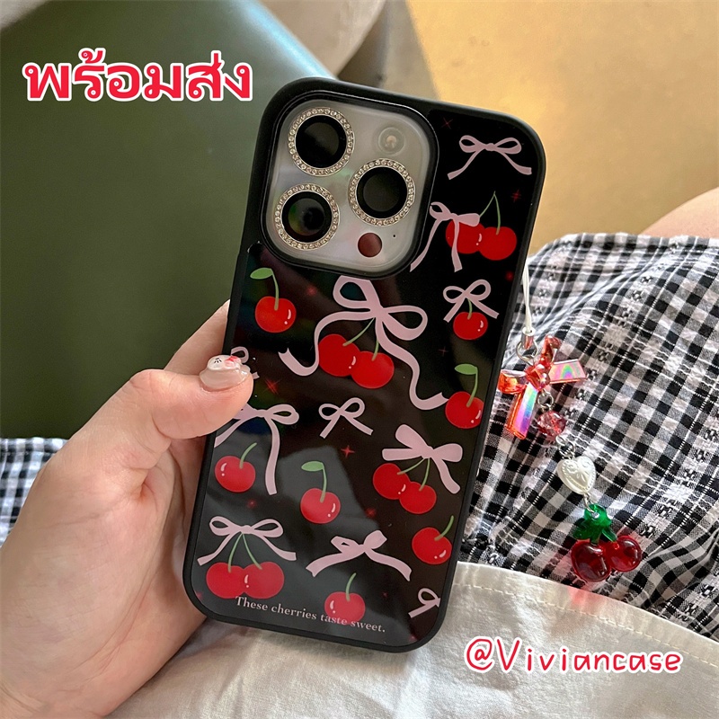 สินค้าพร้อมส่ง for เคสไอโฟน 15 14 13 12 Pro Max ins แฟชั่น เชอร์รี่แดง บุคลิกภาพ Case iPhone 11 12 13 14 15 Pro Max เคส
