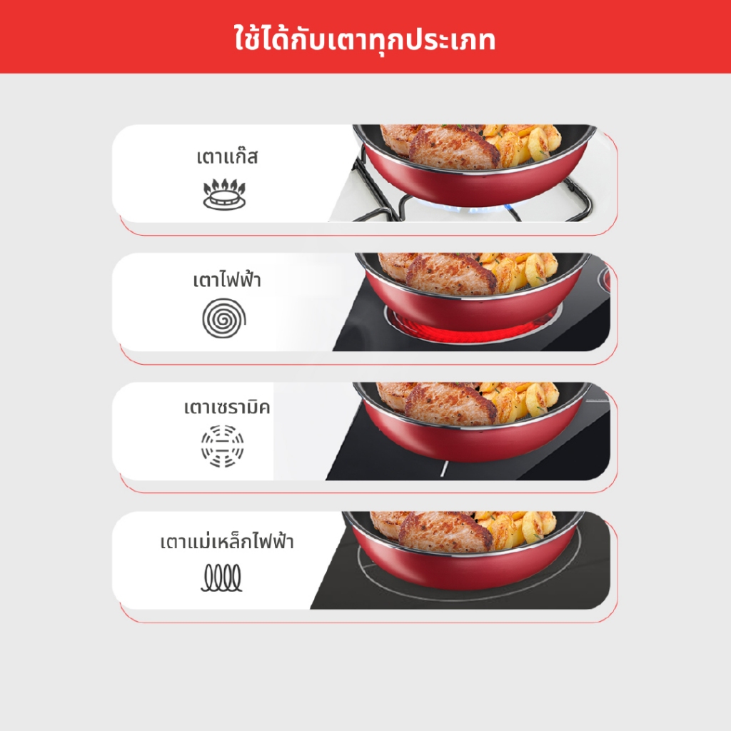TEFAL ชุดเช็ตหม้อกระทะ 8 ชิ้น Day By Day รุ่น G143S895 ใช้ได้กับเตาทุกประเภทรวมทั้งเตาแม่เหล็กไฟฟ้า - รูปที่ 3