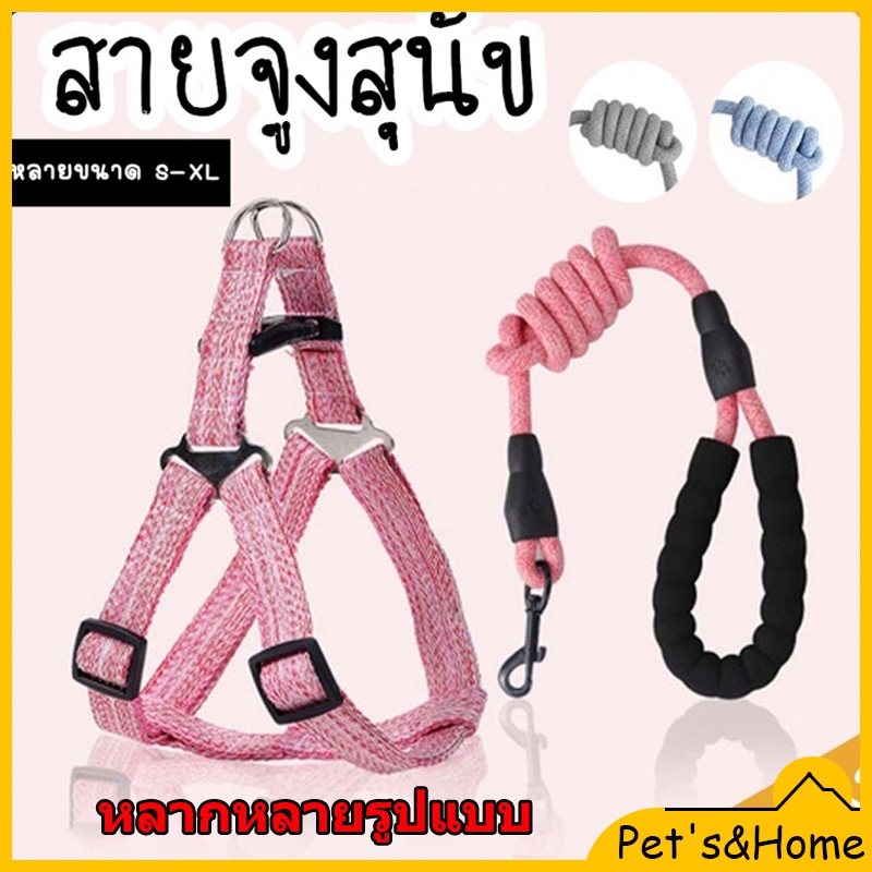 พร้อมส่ง สายจูงสุนัข สายจูงรัดอก หลายสี หลายไซส์ สายจูงสัตว์เลี้ยง ผ้าลินิน