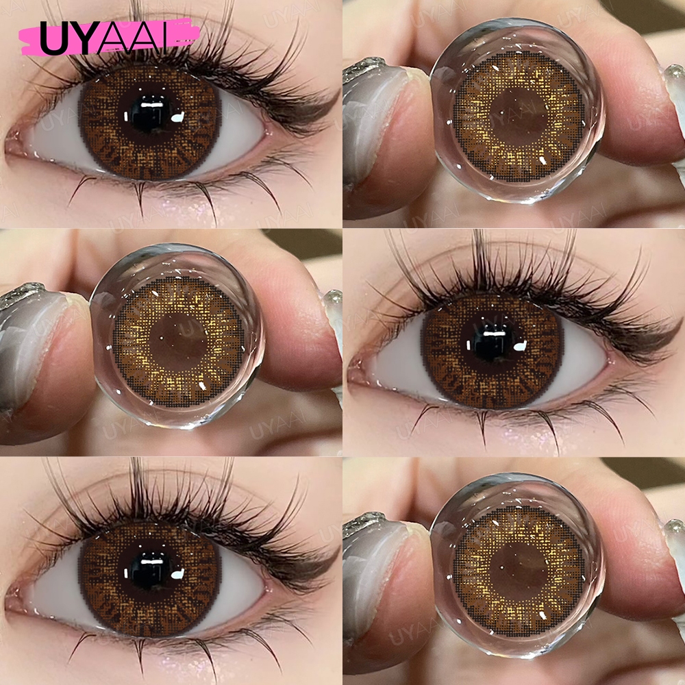 UYAAI 1 คู่คอนแทคเลนส์สีขี้ผึ้งเครื่องสำอางสีเลนส์ความงามนักเรียนสีเลนส์รายเดือน 14.2 มม. ดวงตา