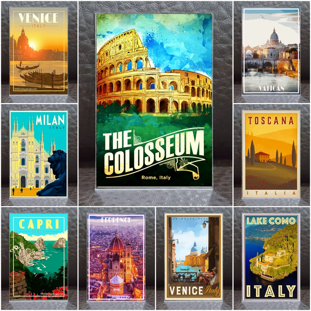 New แม่เหล็กติดตู้เย็น อะครีลิค อิตาลี 2×3 นิ้ว Souvenir Acrylic Fridge Magnet Italy 2x3" Set 6
