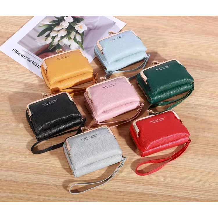 B-679 กระเป๋าสตางค์ หนัง Pu ใบสั้น ใส่เหรียญได้หลายใบ แบบพกพาสําหรับผู้หญิง สําหรับผู้หญิง 7สี 2in1 ( ถอดออกได้ )