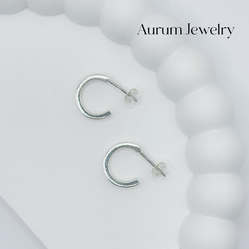 Aurum Jewelry: ต่างหูห่วงเงินแท้ ห่วงครึ่งวง รุ่น Etana (ราคาต่อ 1 คู่)