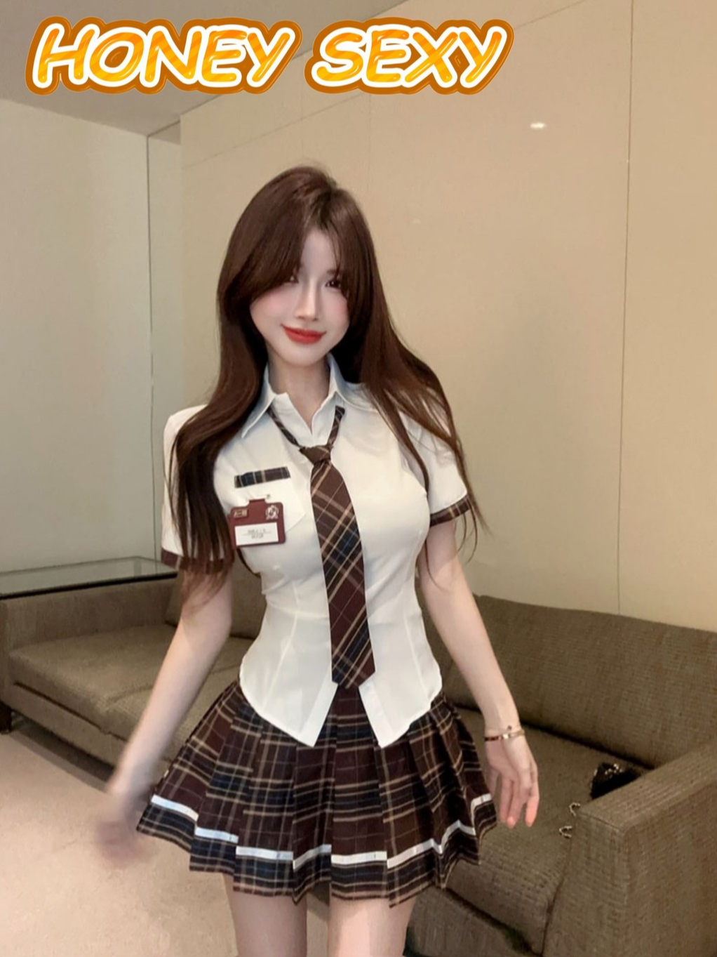 HONEY SEXY cosplay ชุดนักเรียน ชุดjk ชุดเซ็ท 🍯มีไซต์ M-5XL นน40-100kg ชุดนักเรียนน่ารักลายสก็อต ส่งไว H-810