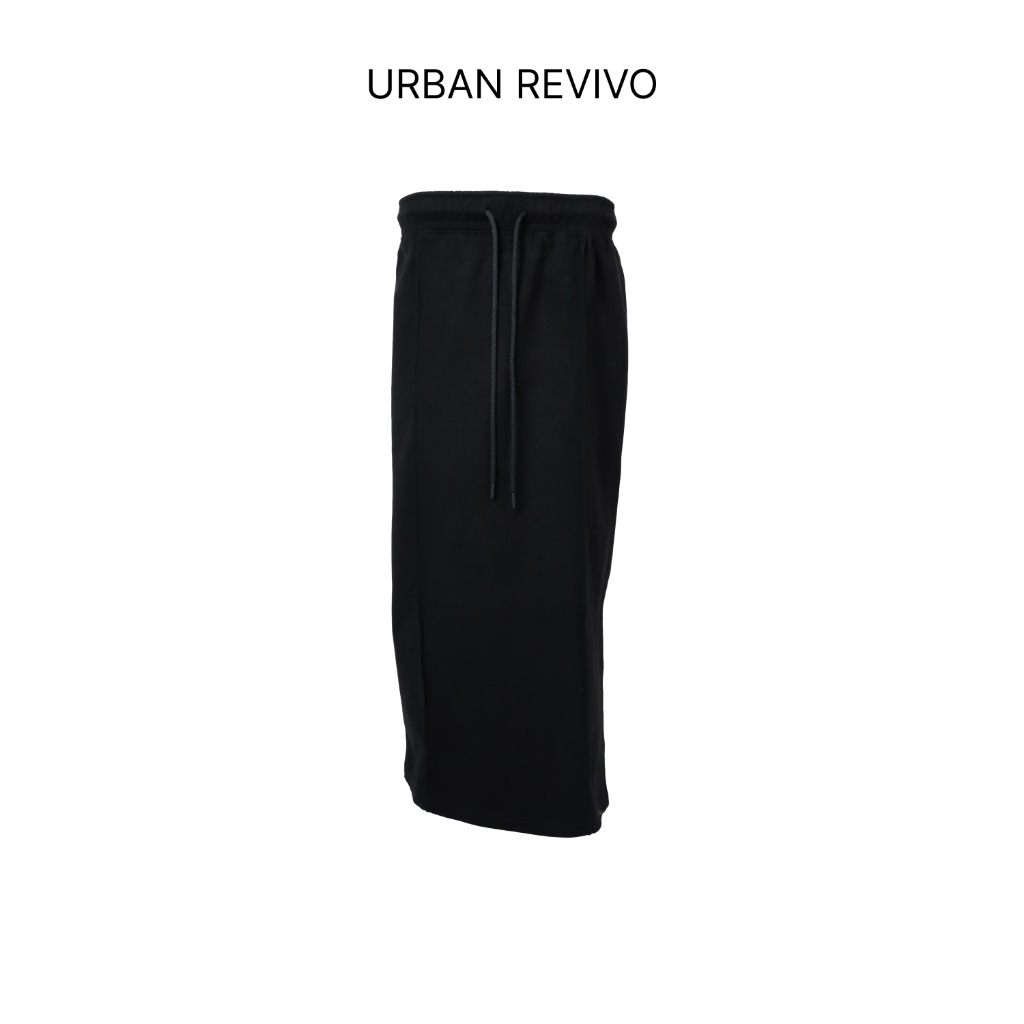 URBAN REVIVO-กระโปรงยาวเอวจั๊ม-สีดำ D053-21