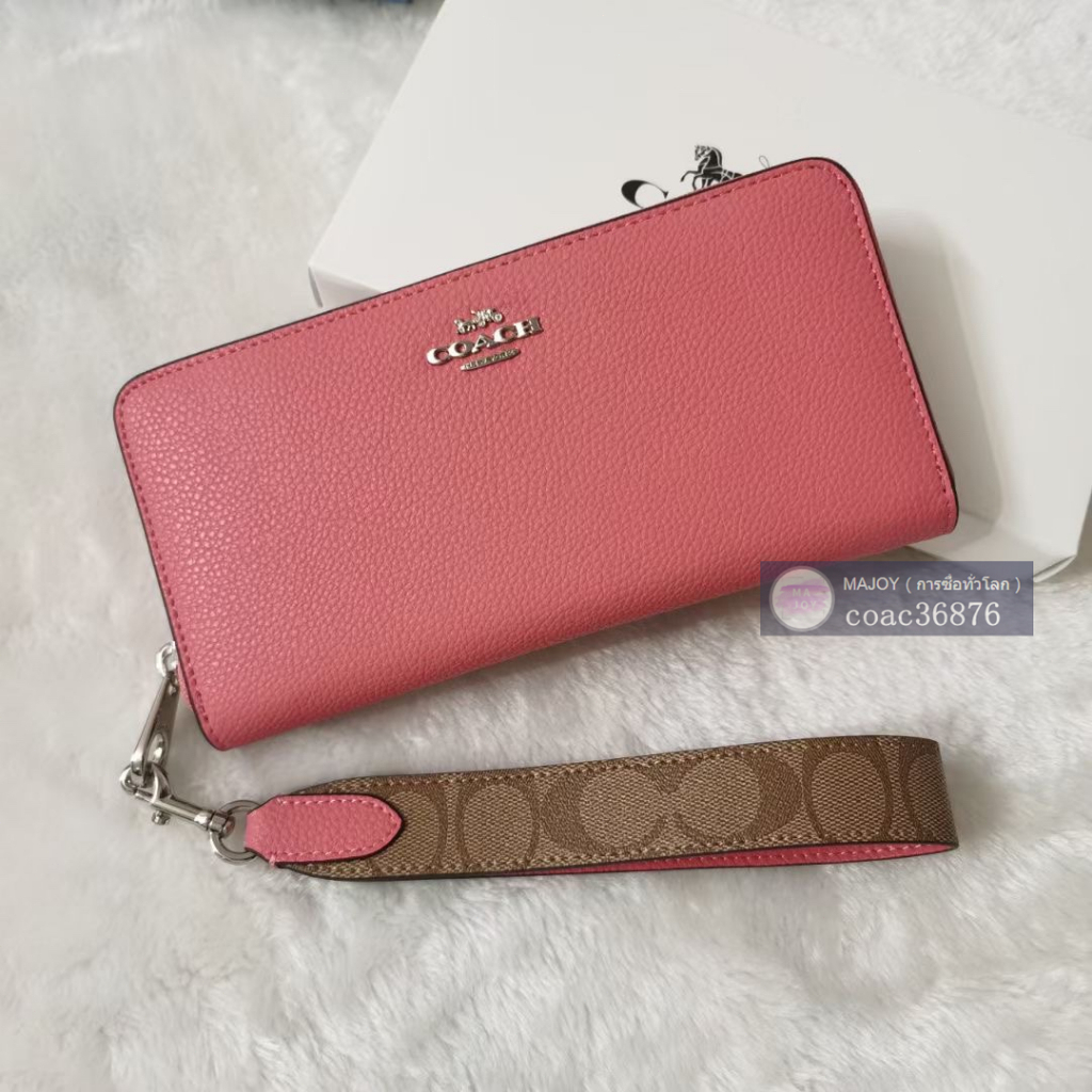 แท้💯% Outlet 7.8 นิ้ว Zip Long Wallet กระเป๋าสตางค์ใบยาวสตรีแบบคลาสสิก, กระเป๋าคลัทช์แบบมีซิป, ที่ใส่บัตร