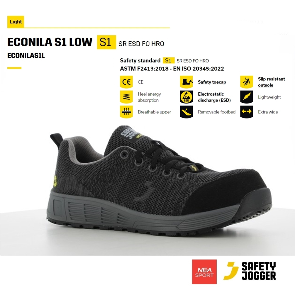 [ลด30% เก็บโค้ด 2509FASHDD] SAFETY JOGGER - ECONILA S1 LOW รองเท้าเซฟตี้ แผ่นใยกันทะลุ หัวคอมโพสิท
