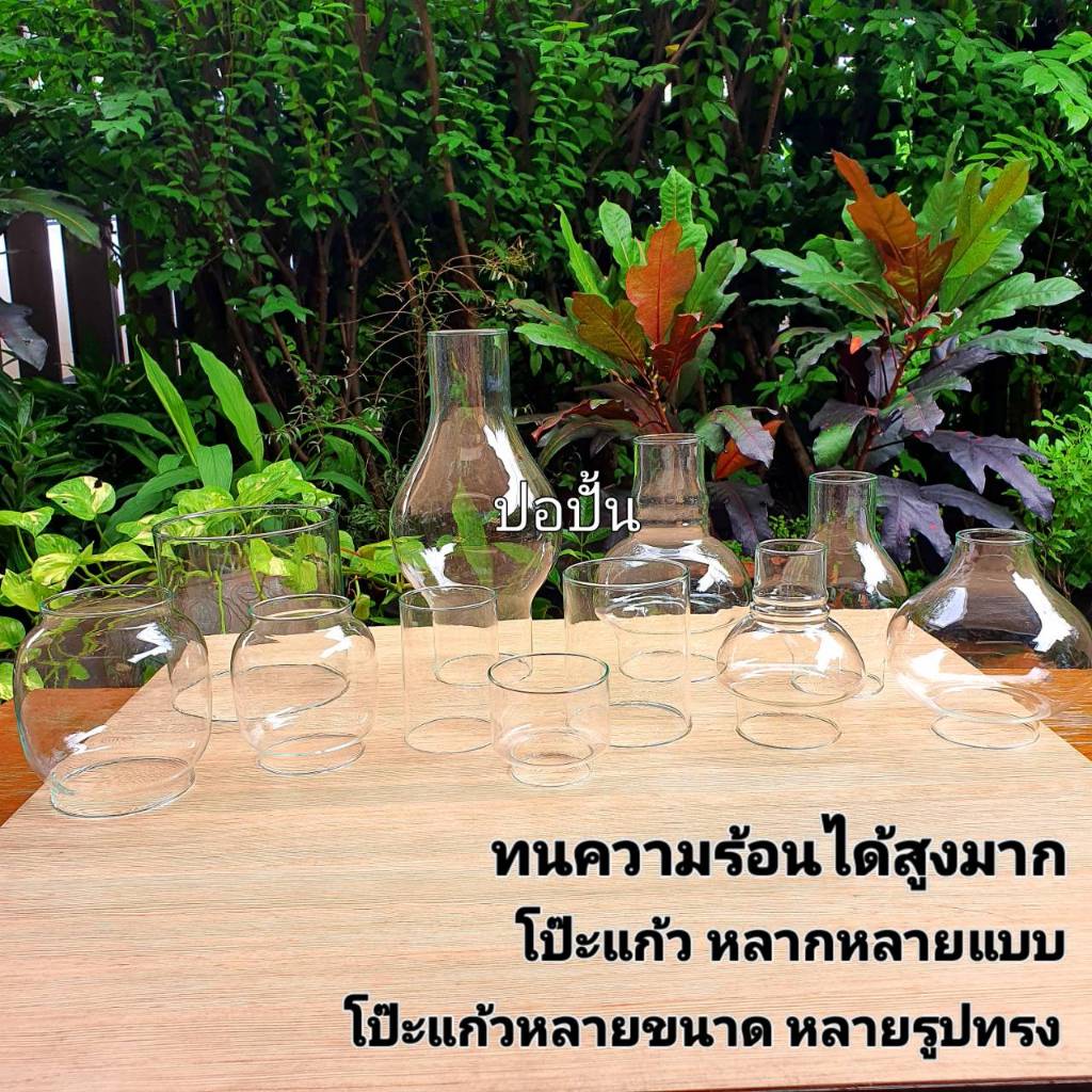 แก้วโป๊ะตะเกียง-1/1-(ทุกไซส์ 1ชิ้น) แก้วตะเกียงเชิงเทียน Glass