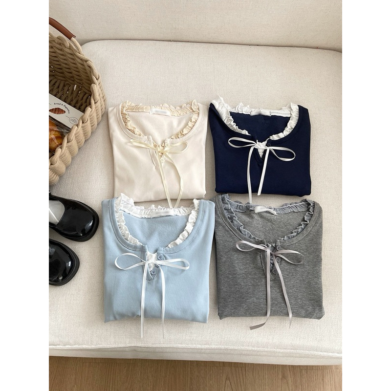 𝑇ℎ𝑒𝑦𝑜𝑢𝑟𝑙𝑜𝑜𝑘𝑠 729 #พร้อมส่ง Chubby Long Sleeve เสื้อแขนยาว เย็บเลเยอร์รอบคอ (สั่งใน Live มีโค้ดลด 100฿)