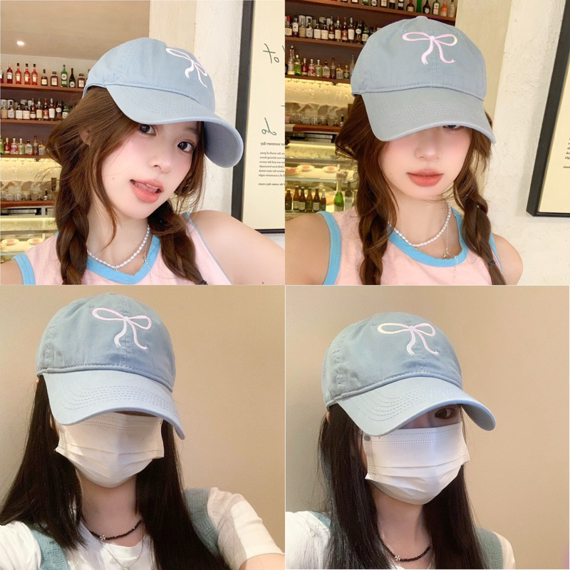 (AX) หมวกแก๊ปกันแดด cap (ปักโบว์) รูปที่ 3