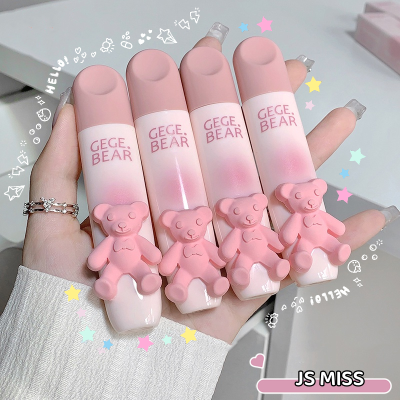 Gege bear ลิปสติก เนื้อแมตต์กํามะหยี่ลายหมี สีสดใส ไม่ทัชง่าย ติดทนนาน กันน้ำ สีชัด ฮิต สินค้าขายดี พร้อมส่ง ราคาถูก