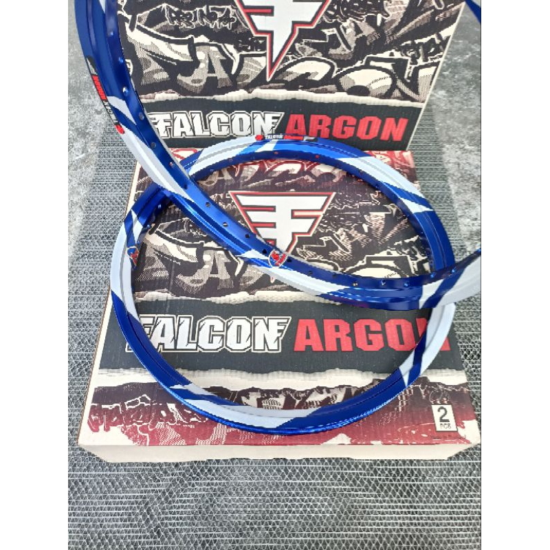 วงล้อ FALCON ARGON ทรงเอ สีน้ำเงิน ลายสายฟ้า 1.4หน้า/หลัง ขอบ17 ขอบล้อ ฟอลค่อน (ราคาต่อคู่)