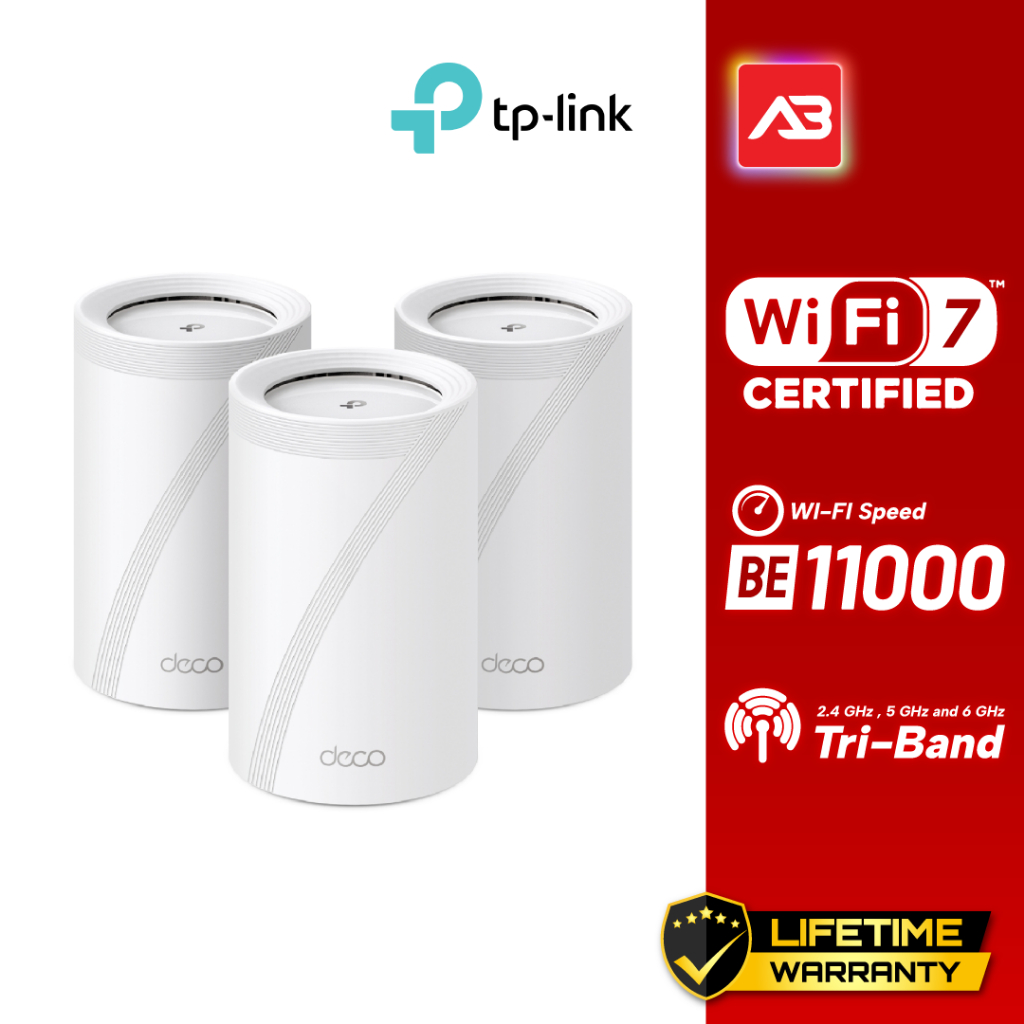 TP-Link BE11000 Whole Home Mesh WiFi 7 System รุ่น Deco BE65(3-Pack)