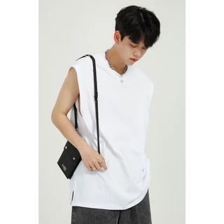 (โปร 1 แถม 1) เสื้อยืดแขนกุด เสื้อแขนตัด สไตล์เกาหลี เสื้อใส่อยู่บ้าน ใส่เที่ยว ผ้า Cotton 100% ทอพิเศษหนานุ่มใส่สบาย B1