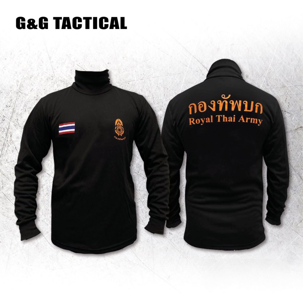 เสื้อยืดคอเต่า แขนยาวมีฟองน้ำไหล่/เสื้อทหาร
