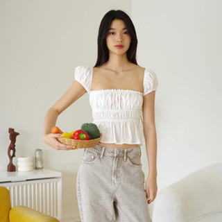 Theremin Jenna top เสื้อเกาะอกแขนตุ๊กตา - white, black