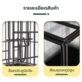 กรงสัตว์เลี้ยง กรงแมวแบบพับได้ กรงสุนัขในร่มที่บ้าน พื้นที่ขนาดใหญ่ การออกแบบหลายประตู การเสริมแรงแบบหนา กรงพับได้