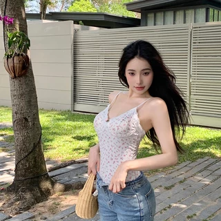 Victoria's Sunshineชุดว่ายน้ำผู้หญิง วันพีช บิกินี่ลายดอกไม้ คอวีลึกเซ็กซี่ ผ้านุ่มสบายH9310