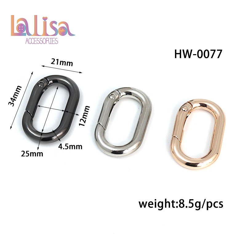 ฮาร์ดแวร์กระเป๋า อุปกรณ์หัวเข็มขัดโลหะ แหวนโลหะผสม หัวเข็มขัดสปริงรูปไข่ Alloy clips (E-1-J,HW-0077)