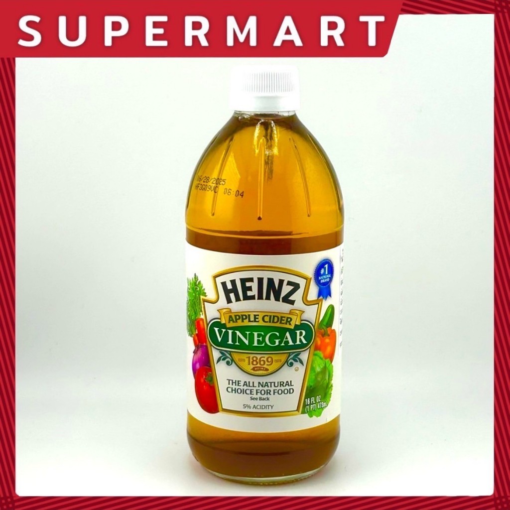 SUPERMART Heinz Apple cider vinegar 473 g. ไฮซ์ น้ำส้มสายชูหมักจากแอปเปิ้ล 473 มล.#1115510