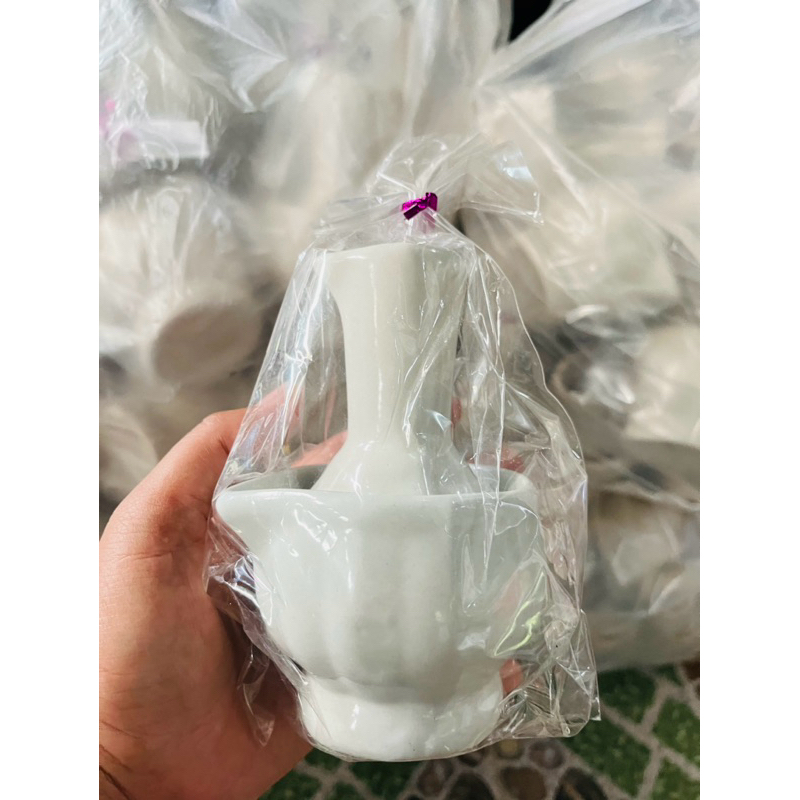 ที่กรวดน้ำเซรามิค ขวดกรวดน้ำ สีขาว ครบชุด - รูปที่ 6