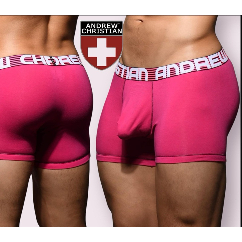 กางเกงในชาย แอนดรู Trunk สีฟูเชีย ขอบขาวsize S,M,XL