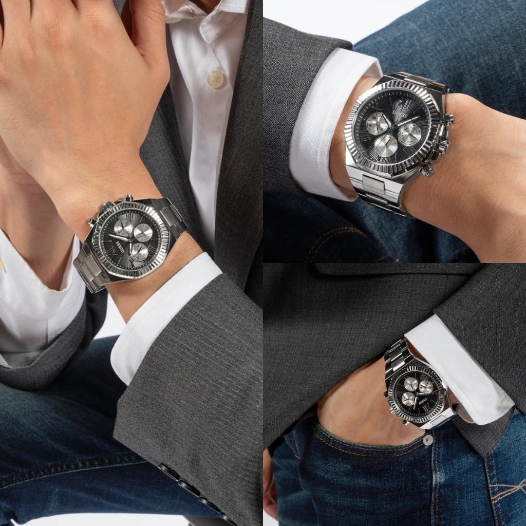 F.A ของหม่คะ Guess ผู้ชายนาฬิกาข้อมือชายหน้าปัดใหญ่ สวยหรูมีระดับ GW0703G1 GW0703G2 GW0703G3 GW0703G4 GW0703G5 44MM