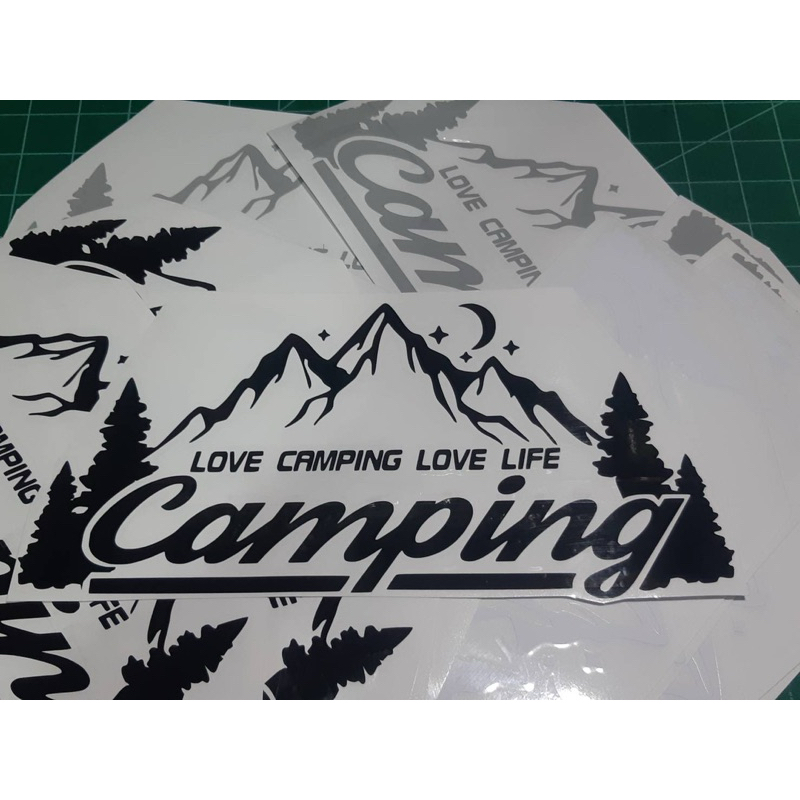 สติ๊กเกอร์ติดกล่อง ปี๊บ บิ๊กไบร์ ลายแคมป์ปิ้ง #camping งานตัด ประกอบ % พร้อมส่งจร้า