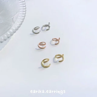 earika.earrings - loopy twist collection รวมต่างหูเกลียวไร้แป้น ก้านเงินแท้ชุบทองคำขาว/ทอง ผิวแพ้ง่ายใส่ได้