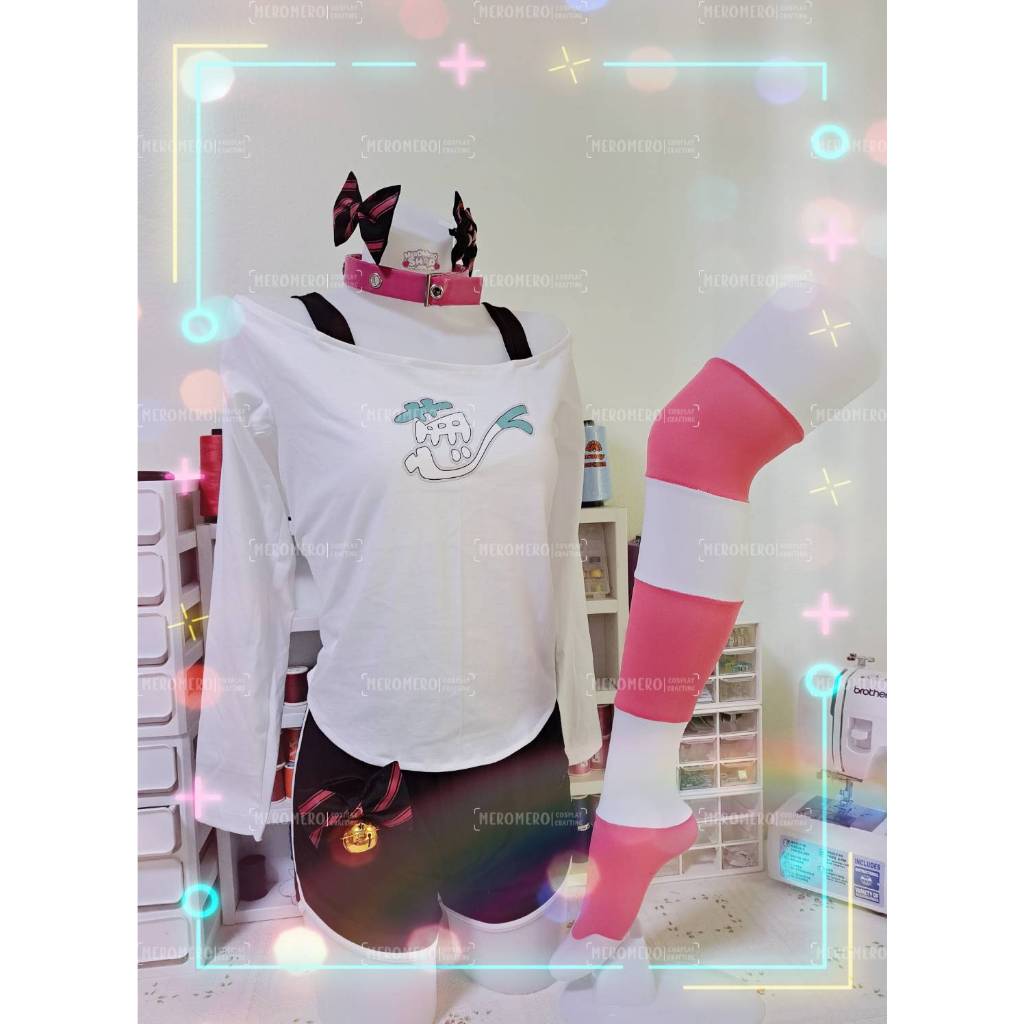 🐱Hatsune Miku cat ear T-shirt ver. ชุดคอสเพลย์มิคุ VOCALOID cosplay