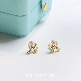 earika.earrings - blossom day collection รวมต่างหูดอกไม้บลอซซั่มก้านเงินแท้ชุบทองคำขาว ผิวแพ้ง่ายใส่ได้